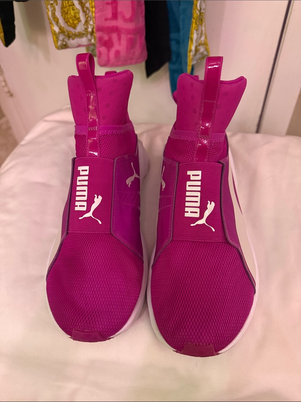 Puma Women's Bright Magenta Slip-On Athletic Sneakers with White Logo